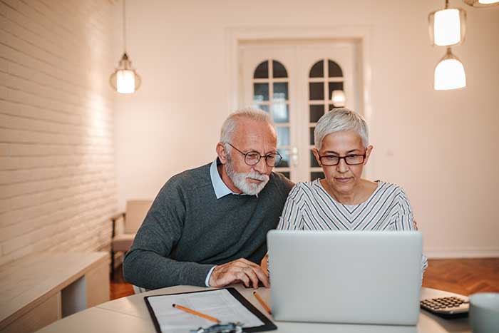 Senior couple browsing internet